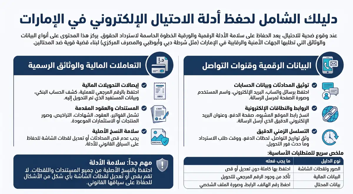 الأدلة الأولية المهمة في قضايا الاحتيال الإلكتروني